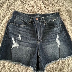 Distressed jean shorts